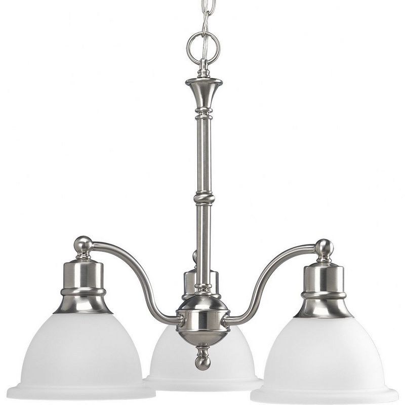 Progress Lighting Madison 3-Light Chandelier, Brushed Nickel, Reversible Glass, Up/Down Mounting, Canopy Included, 1 of 3