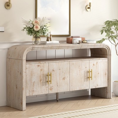 59" Entryway Console Table with Storage, Wooden Sideboard Buffet Cabinet, Behind Couch Table, Sofa Foyer Table for Entryway Hallway Living Room