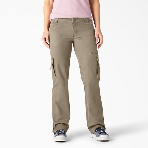 Dickies Women's Relaxed Fit Straight Leg Cargo Pants, Rinsed