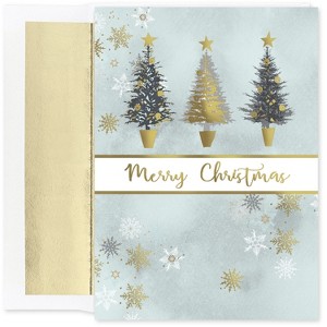 Masterpiece Studios Holiday Classic Collection 16-Count Boxed Christmas Cards With Foil-Lined Envelopes, 7.8" x 5.6", Christmas Tree Trio (937200) - 1 of 1