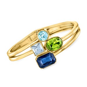 Ross-Simons 14kt Yellow Gold-Plated Bangle Bracelet With Simulated Tonal-Blue and Green Gemstones - 1 of 3
