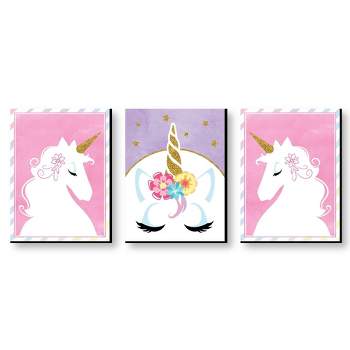 Big Dot of Happiness Rainbow Unicorn - Baby Girl Nursery Wall Art and Kids Room Decorations - Gift Ideas - 7.5 x 10 inches - Set of 3 Prints