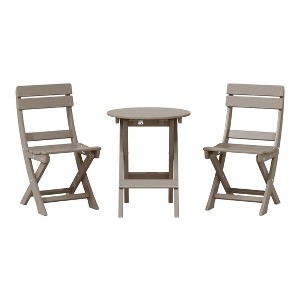 WestinTrends Malibu 3-Piece Outdoor HDPE Folding Patio Bistro Table and Chairs - 1 of 4
