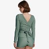 Calypsa Women's Avery 2-Piece Long Sleeve Wrap Swim Set With Reversible Top and Tummy Control Shorts - 2 of 4