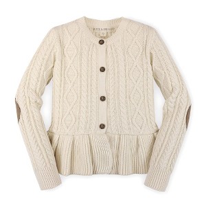 Hope & Henry Girls' Long Sleeve Peplum Cable Cardigan Sweater, Infant, 3-6 Months - 1 of 4