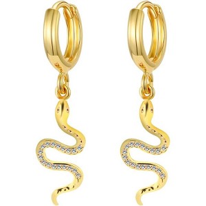 Gold Huggie Small Hoop Earrings with Charm Personalized /Star/Cross/Lock/Key 18k Gold Plated Crystal Drop Dangle Earrings for Women - 1 of 4
