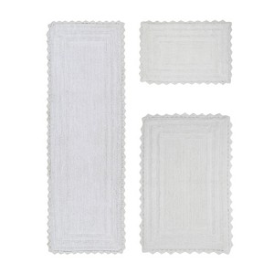 Lilly Crochet Collection 100% Cotton Tufted Reversible 3-Piece Bath Rug Set – Super Absorbent, Machine Washable Bathroom Mats with Crochet Pattern - 1 of 4