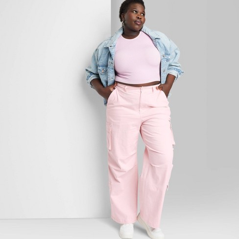 Women's High-Rise Cargo Utility Pants - Wild Fable™ Light Pink XXL