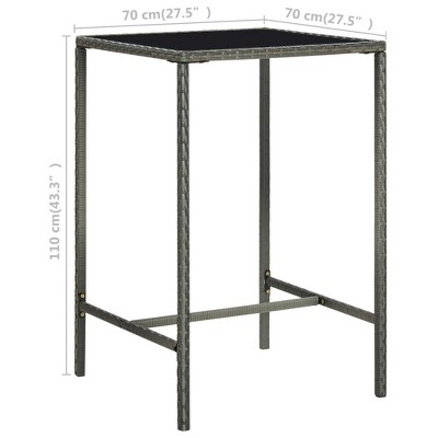 Gray 5-Piece Patio Bar Set with Cushions and Rattan