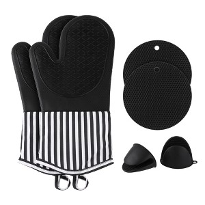 REGALWOVEN Oven Mitts and Pot Holders Sets of 6 Heat Resistant Kitchen Oven Gloves Sets with Non-Slip Silicone for Kitchen - 1 of 4