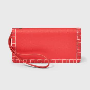 Large Women's Wallets Leather Women's Long Women's Wallets Card Clutch  Double Zipper (Color : Red)