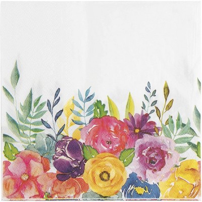 Juvale 100 Pack Vintage Floral Paper Napkins, 2-Ply, 6.5x6.5”, Napkins for Bridal Shower, Spring Tea Party, & Wedding