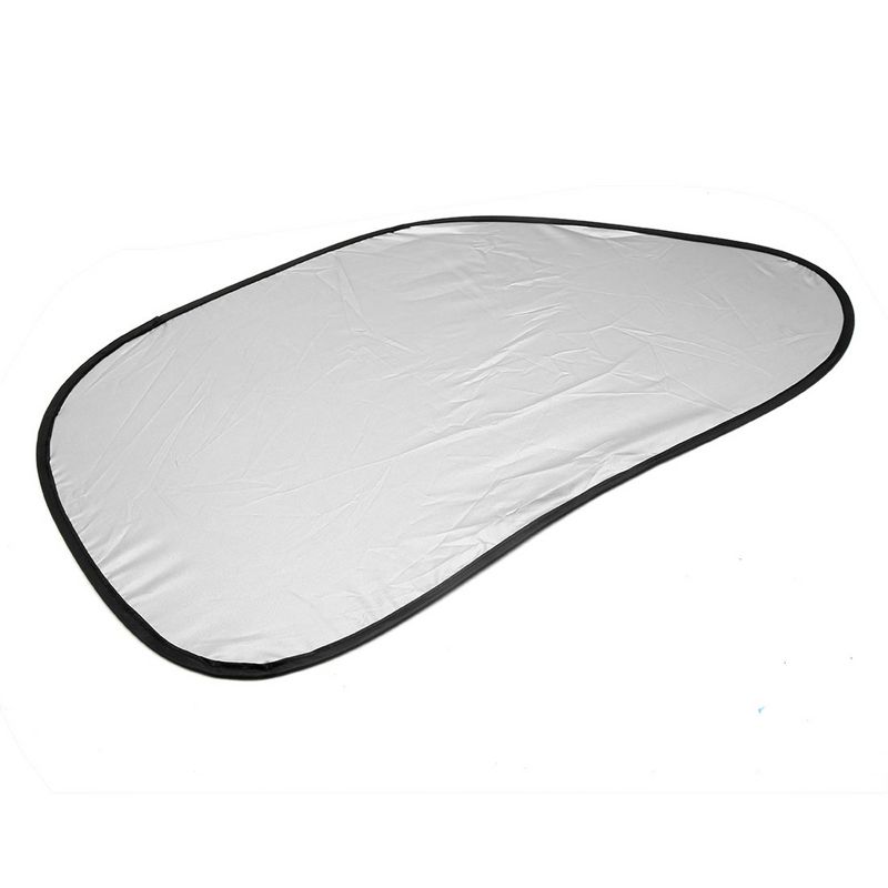 Unique Bargains Window Foldable Visor Cover Heat Insulation Silver Coated Nylon Automotive Sunshades Black Silver 2 Pcs, 2 of 7