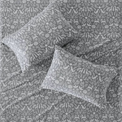 Queen Sage Winter Fauna Cotton Flannel Sheet Set