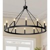 DORESshop 8-Light Black Wagon Wheel Chandelier, Farmhouse Large Candle Style Chandelier for Living Room, Dining Room, Foyer - 3 of 4