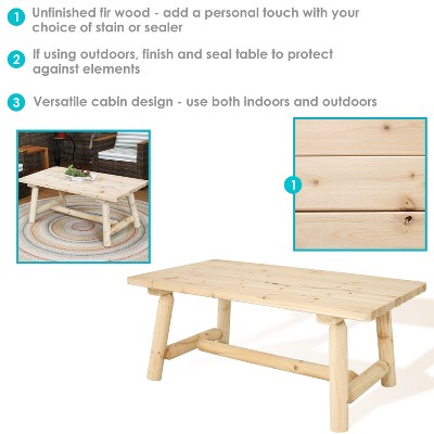 Rustic Unfinished Natural Fir Wood 41'' Coffee Table