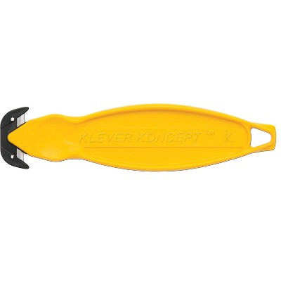 Klever Kutter™ Kurve Blade Plus Safety Cutter, 5.75 Plastic Handle,  Yellow, 10/Box