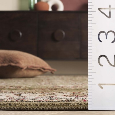 Sage and Ivory Rectangular Synthetic Area Rug