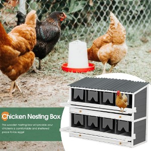 Wooden Chicken Coop, Hard Pine Wood Hutch House with Compartments Egg Laying Boxes,Roll Out Egg Collection Drawers,Vented Holes, Foldable Perches - 1 of 4