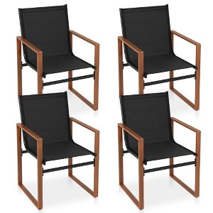 Tangkula 4 PCS Outdoor Dining Chairs Patio Furniture Chair w/ Breathable Seat & Backrest - 1 of 4
