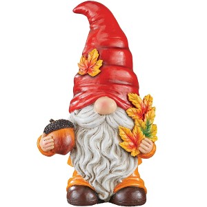 Collections Etc Charming Autumn Gnome Outdoor Garden Statue Red - 1 of 2