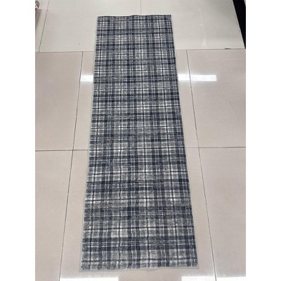 Nasitip Washable Rug-Modern Plaid Area Rug Non Slip Soft Rugs-Low Pile Foldable Floor Cover Accent Carpet