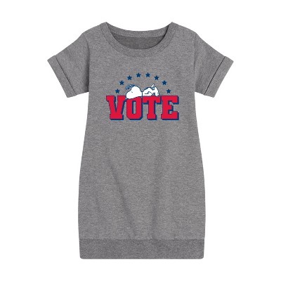 - Peanuts - Vote Snoopy Graphic Short Sleeve Fleece Dress