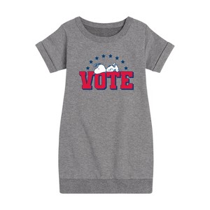 - Peanuts - Vote Snoopy Graphic Short Sleeve Fleece Dress - 1 of 4
