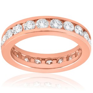 Pompeii3 2 ct Diamond Eternity Ring 14k Rose Gold Channel Set Womens Round Wedding Band - 1 of 3