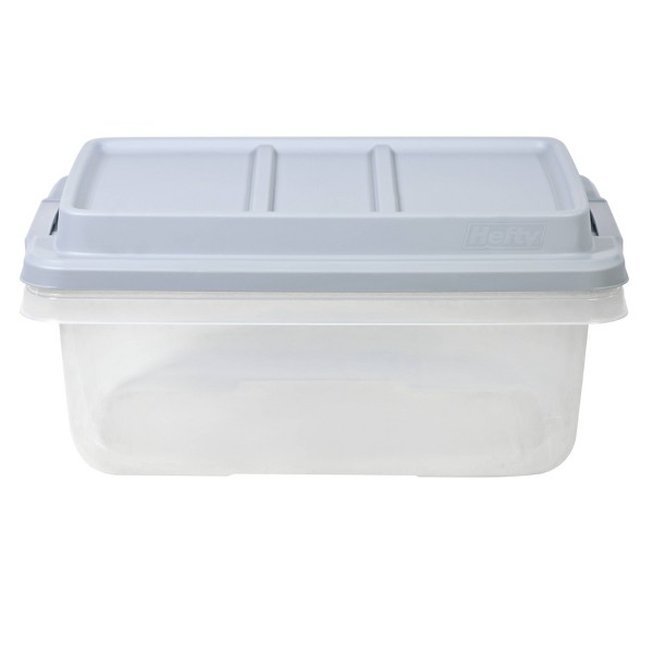 Tarro de plástico Hefty de 18 cuartos con tapa apilable HI-RISE gris: almacenamiento universal, asas de cierre, cierre a presión 4