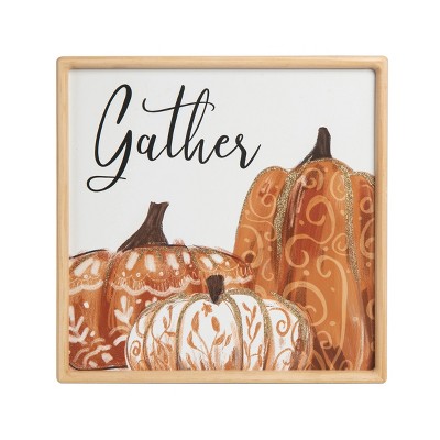 Transpac Wood 15.75 in. Multicolored Harvest Pumpkin Gather Wall Decor