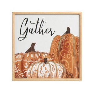 Transpac Wood 15.75 in. Multicolored Harvest Pumpkin Gather Wall Decor - 1 of 2