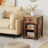 Costway Nightstand with Drawer Cabinet Adjustable Shelf Industrial Side Table Rustic - 3 of 4