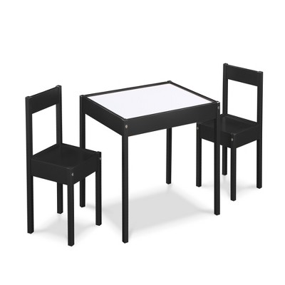 Lirago 3-Piece Kids Table and Chairs Set Children Activity Table Toddler Furniture Set Dry Erase Table with Two Chairs Black