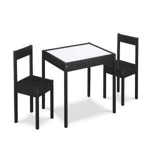 Lirago 3-Piece Kids Table and Chairs Set Children Activity Table Toddler Furniture Set Dry Erase Table with Two Chairs Black - 1 of 4