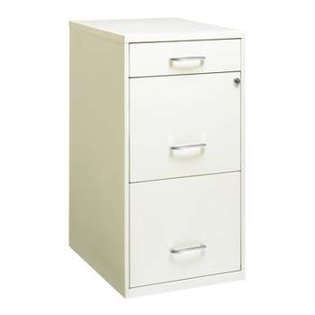 Space Solutions 3 Drawer Letter Width Vertical File Cabinet with Pencil Drawer Pearl White