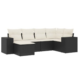 vidaXL Garden Sofa Set Black PE rattan Large Modular Garden Sofa Set - 1 of 4