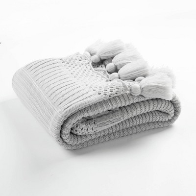 50"x60" Boho Knitted Tassel Throw Blanket - Lush Décor