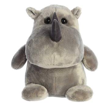 Aurora Medium Happy Rhino Happy Hippo and Friends Whimsical Stuffed Animal Gray 11"