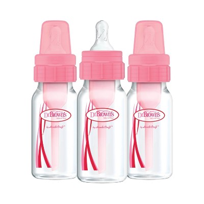 Dr. Brown's Natural Flow Anti-Colic Options+ Narrow Baby Bottles 0m+ - Pink - 4oz/3pk