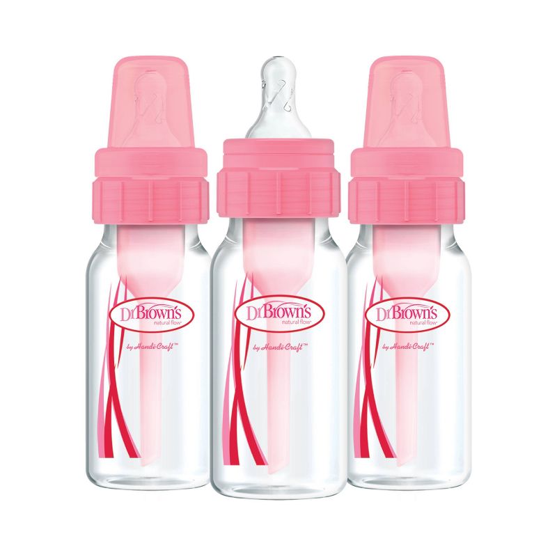 Dr. Brown&#39;s Natural Flow Anti-Colic Baby Bottles - Pink - 4oz/3pk, 1 of 10