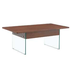 ChicFurnit Coffee Table Multifunctional Lift Top with Tempered Glass Legs for Modern Homes, Brown, 43.3"*23.6"*11.81" - 1 of 4