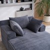 TinyHomie Oversized Chaise Longue Chair Indoor, Modern Upholstered Corduroy Deep Seat Sofa Bed with Throw Pillows and Armrests - 4 of 4
