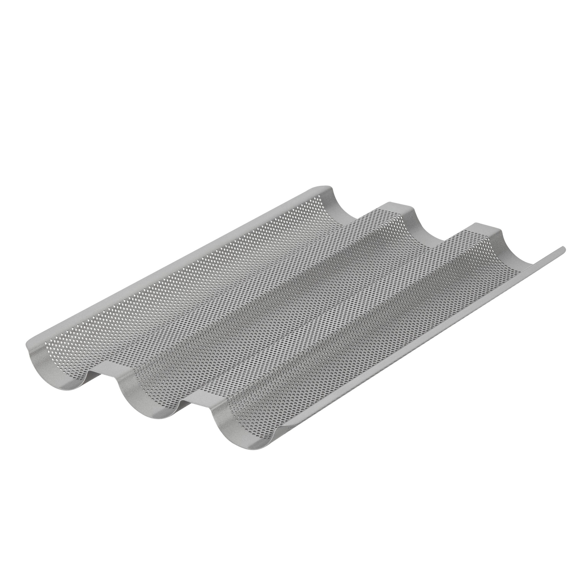 Anolon Advanced Bakeware Three Channel Nonstick Baguette Tray Gray: Steel French Bread Pan, Even-Heating, Dishwasher-Safe