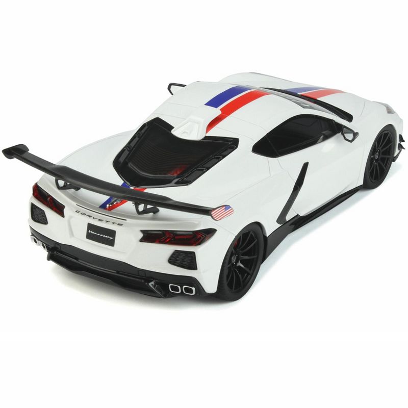 Chevrolet Corvette C8 Arctic White with Red and Blue Stripes "Hennessey" Limited Edition to 999 pcs 1/18 Model Car by GT Spirit, 5 of 7