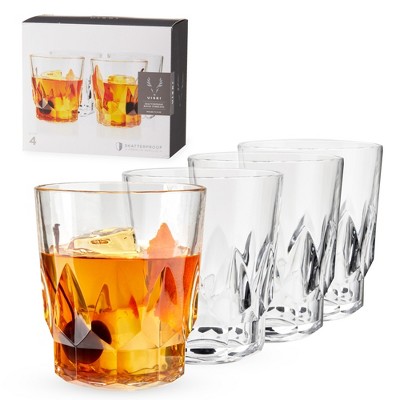 Viski Burke Whiskey Glasses with Pyramid Design, Rocks Glass, Lead-Free  Crystal Angled Tumblers for Scotch and Cocktails, Clear, 8 Oz, Set of 2