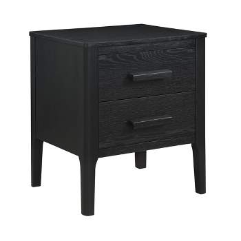 Wiley Solid Wood Mid-Century Modern 2 Drawer Side Table Black - Linon
