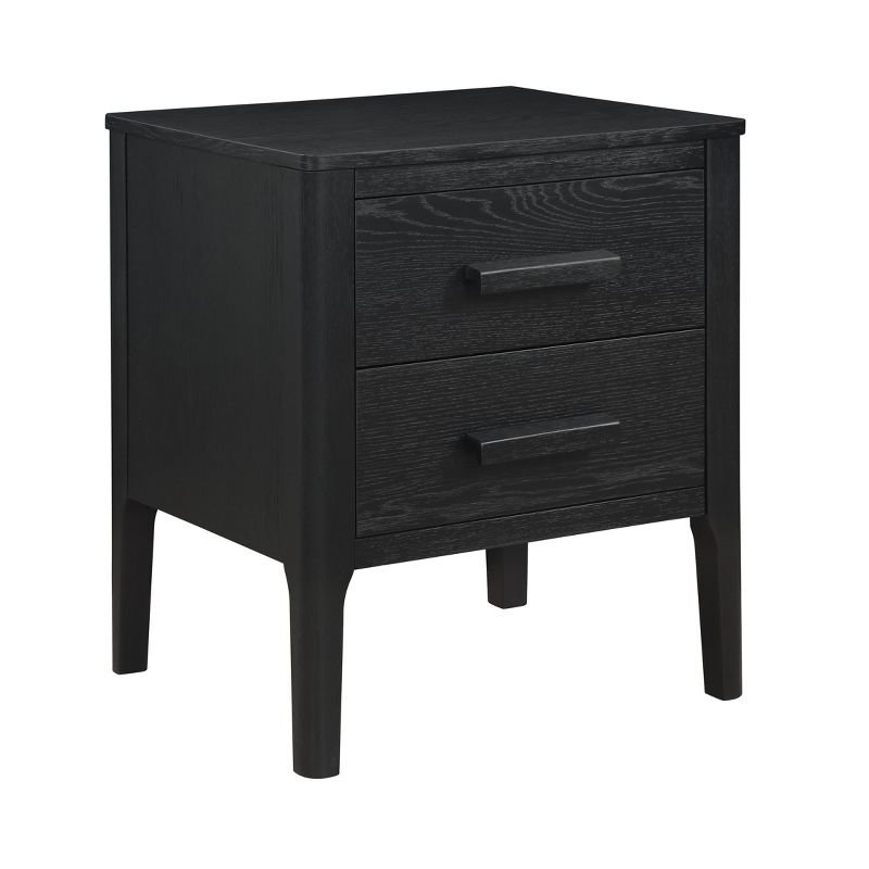 Wiley Solid Wood Mid-Century Modern 2 Drawer Side Table Black - Linon, 1 of 14