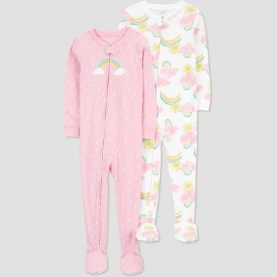 Image of Carter's Just One You® Toddler Girls' Rainbow Cloud Footed Pajamas - Yellow/White/Pink 3T