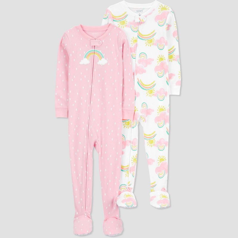 Carter&#39;s Just One You&#174; Toddler Girls&#39; Rainbow Cloud Footed Pajamas - Yellow/White/Pink, 1 of 6